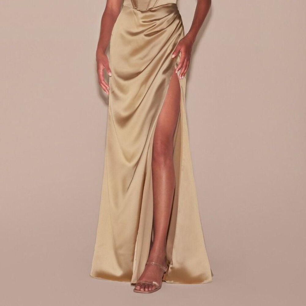 NEW LONG SHEATH OFF THE SHOULDER SLEEVELESS SATIN DRESS WITH ZIPPER BACK CD 7492 - Picture 10 of 10